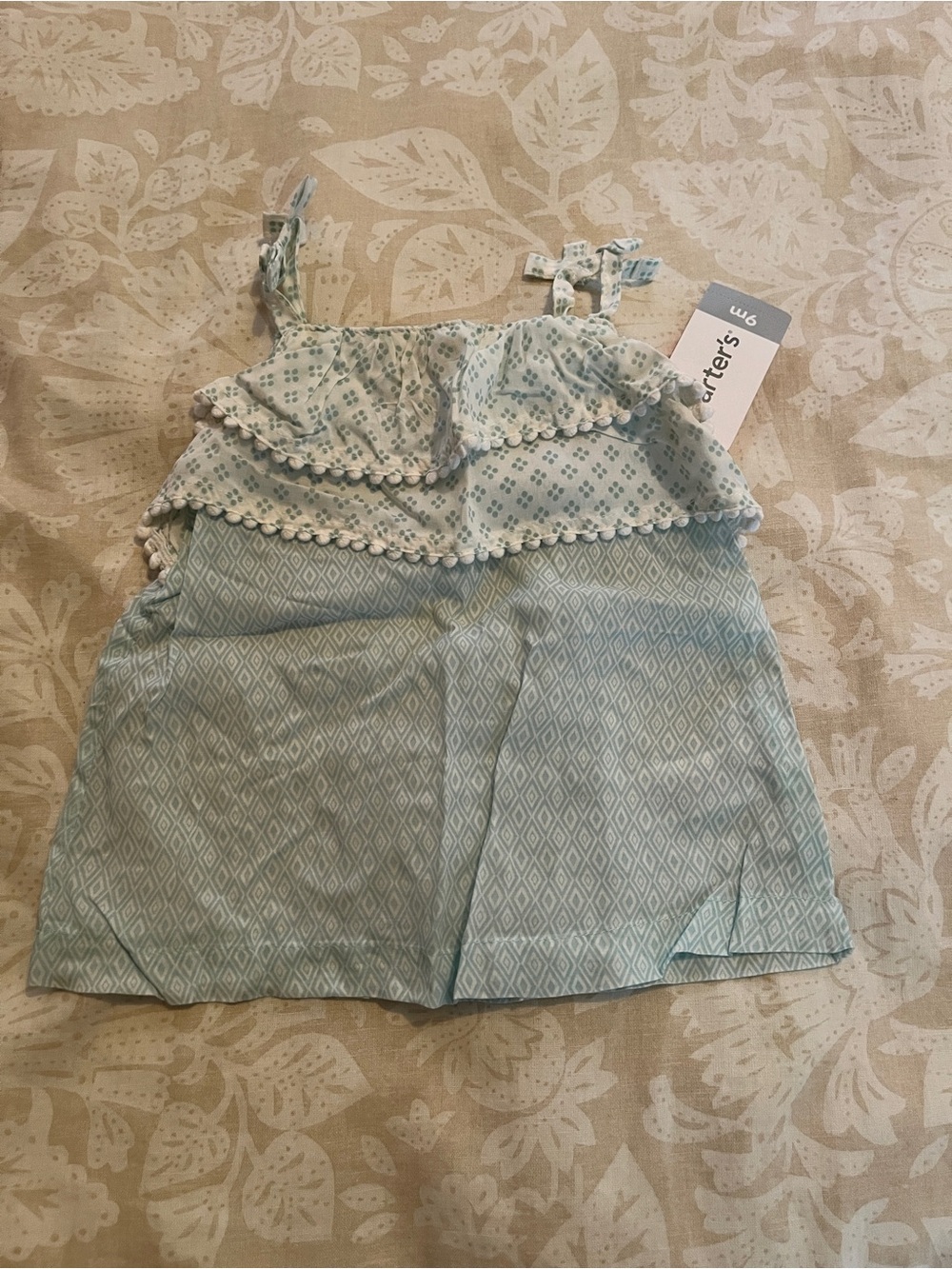Carter's Mint Blue Patterned Ruffle Top
